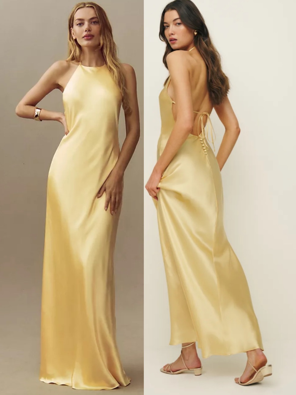 Reformation Jeany Silk Maxi Dress Sunshine Yellow Backless Formal Gown - Picture 16 of 16
